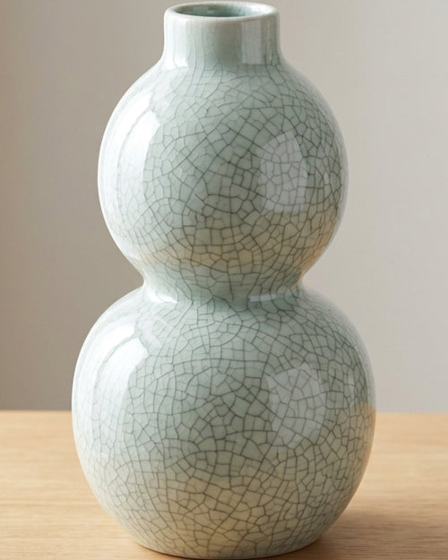 Purn Double-Gourd Crackle Glaze Stoneware Vase 30 cm Celadon - Lifestyle view