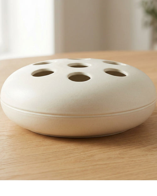 Purn Seven-Opening Oval Ceramic Flower Arranger 26 cm Matte Ivory - Lifestyle view