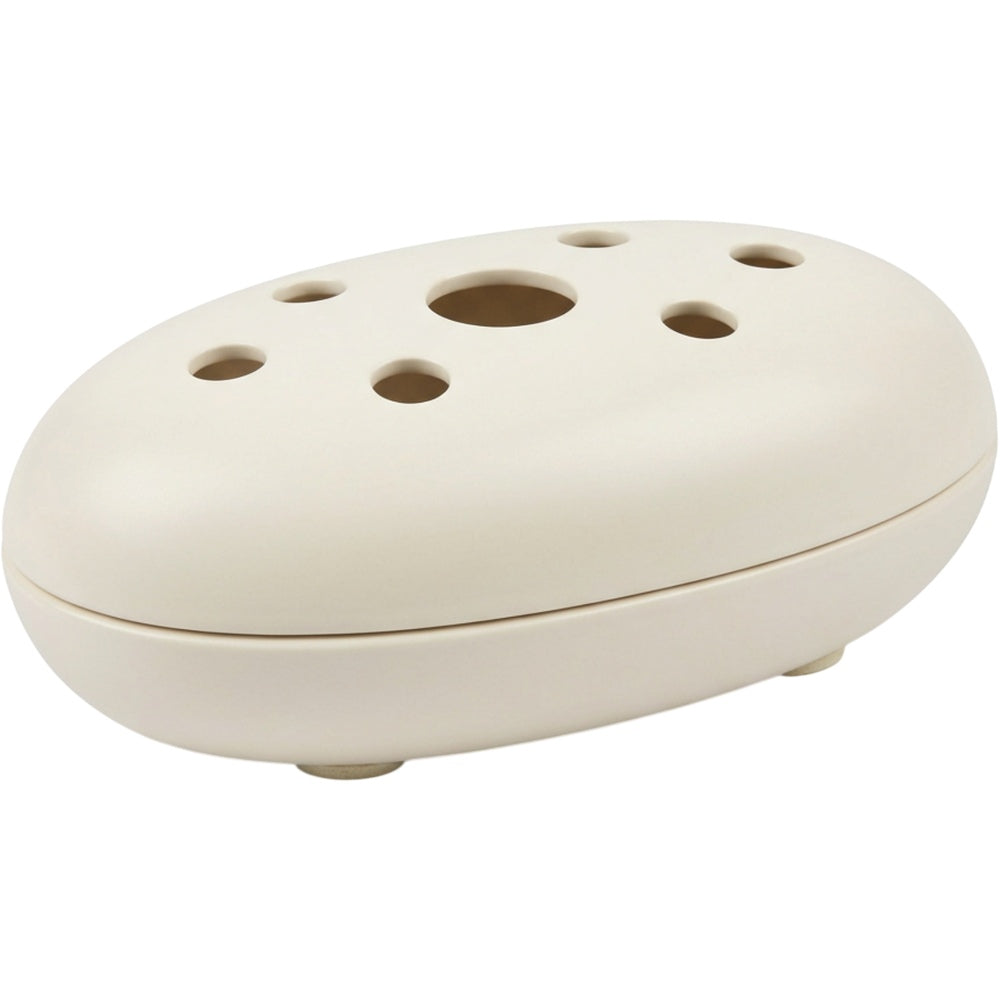 Purn Seven-Opening Oval Ceramic Flower Arranger 26 cm Matte Ivory - Product view